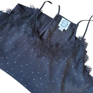 Anthropology Blue Rain black white polka dot cami size small